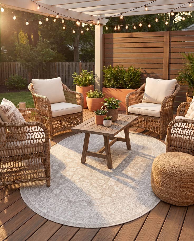 Detail image of 5' 3 x 8' Easy-Clean Aztec Indoor / Outdoor Oval Rug