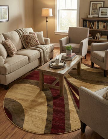 Beige Cafe Oval Rug