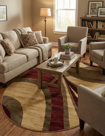 Beige Cafe Oval Rug