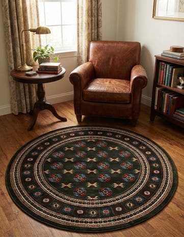 Dark Green Bokhara Round Rug
