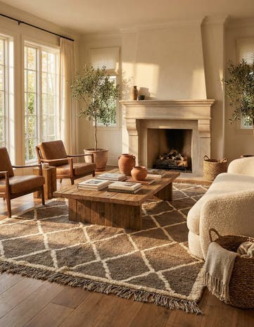 5' 9 x 8' 3 Hand Knotted Moroccan Wool Rug
