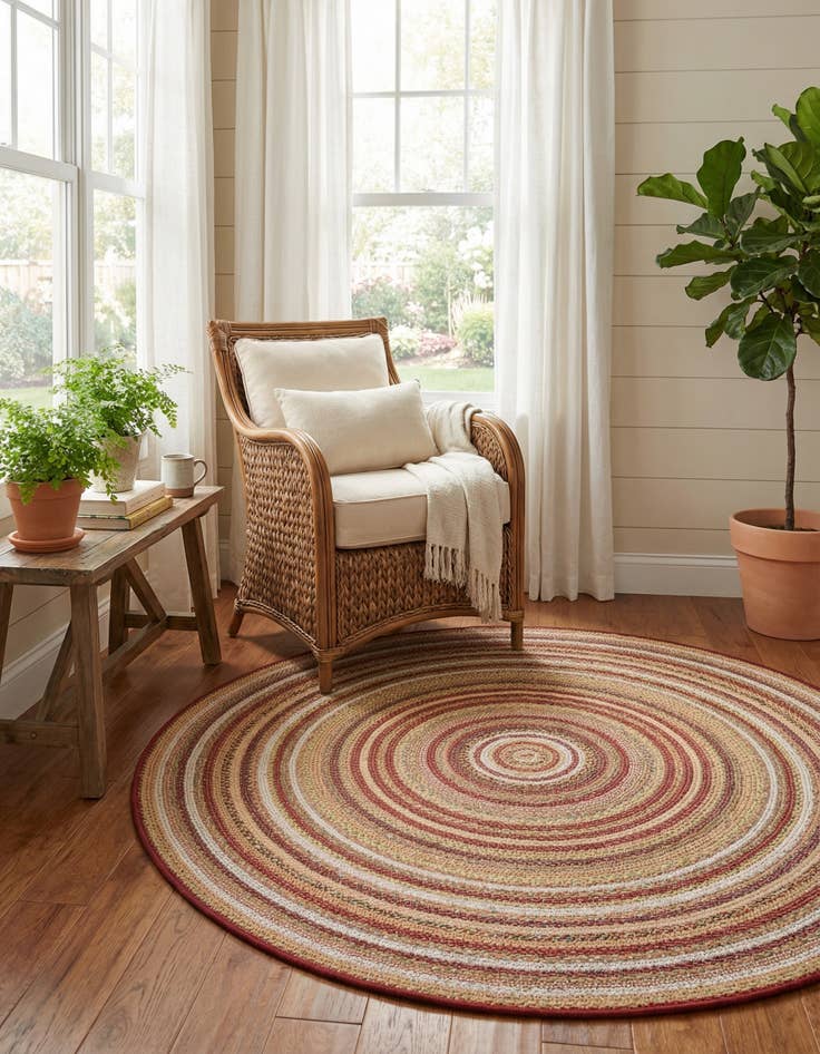 Detail image of 5' 3 x 5' 3 Easy-Clean Baja Indoor / Outdoor Round Rug
