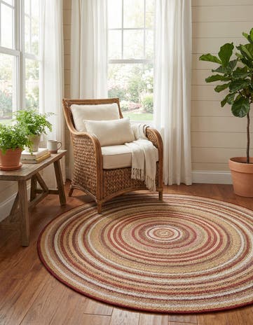 5' 3 x 5' 3 Easy-Clean Baja Indoor / Outdoor Round Rug