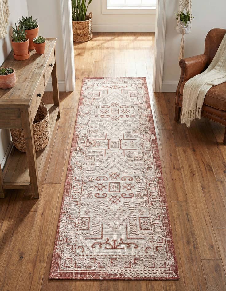 Detail image of 2' x 6'  Washable Aztec Indoor / Outdoor Runner Rug