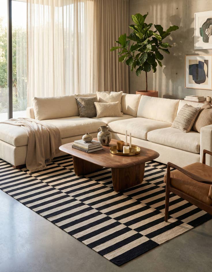 Detail image of 6' 5 x 9' 9  Hand Woven Kilim Modern Wool Rug