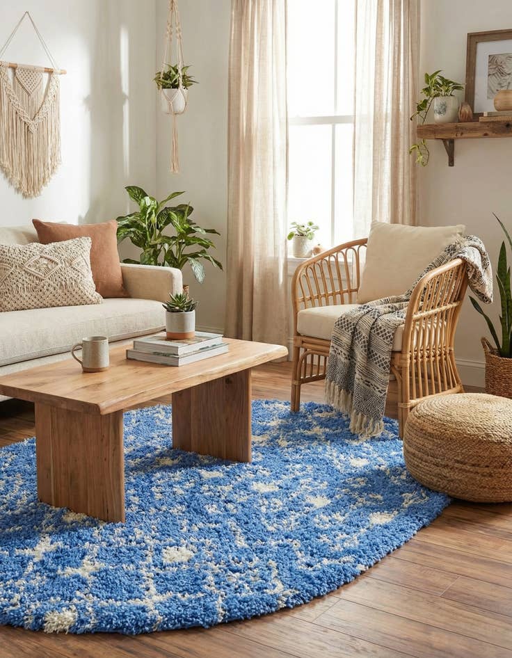 Detail image of 5' 3 x 8' Moroccan Trellis Shag Oval Rug