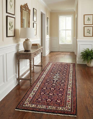 3' 7 x 10' 5 Hand Knotted Hossainabad Persian Wool Runner Rug