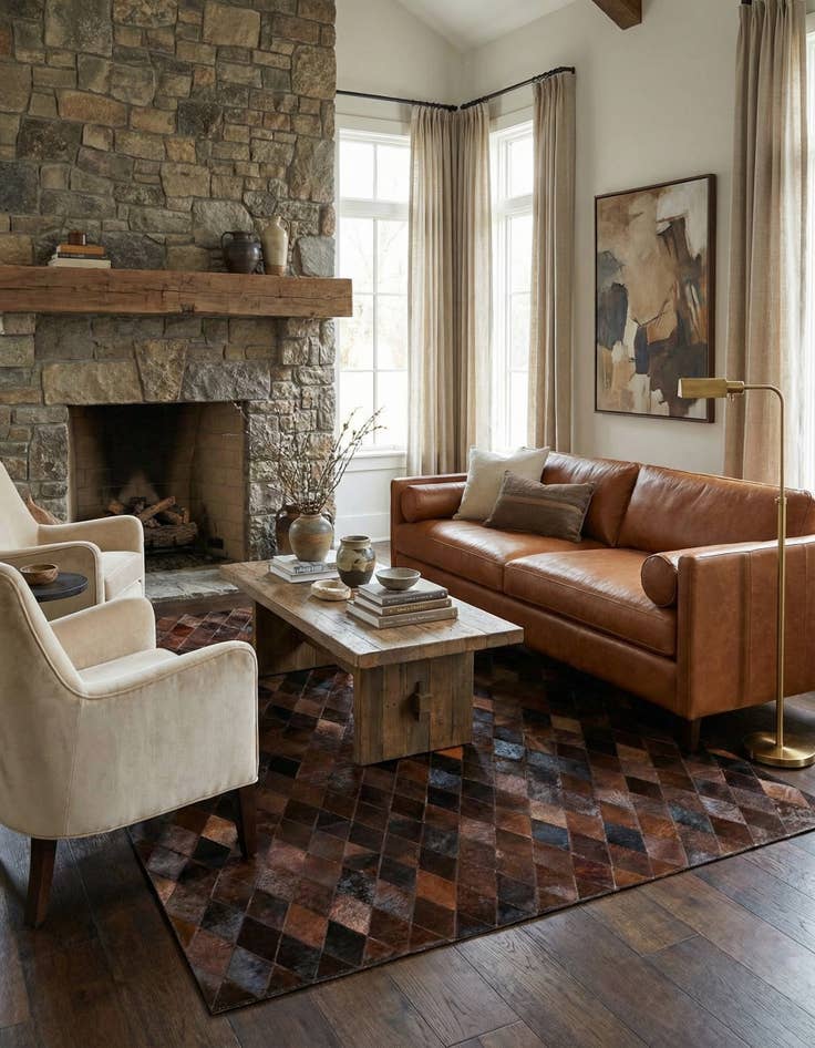 Detail image of 5' x 8' Cowhide Stocks Rug