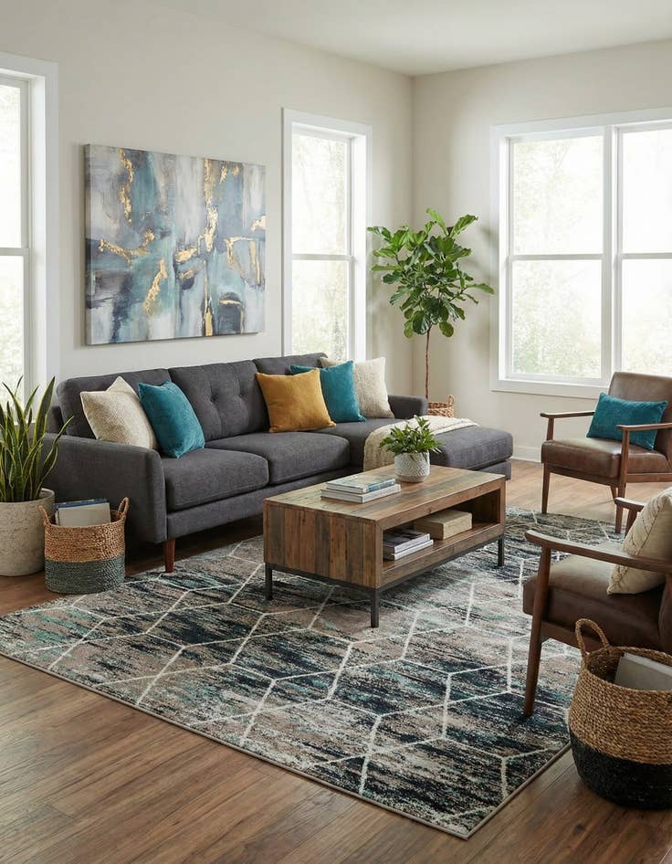 Detail image of  7' 10 x 11' Lattice Frieze Rug