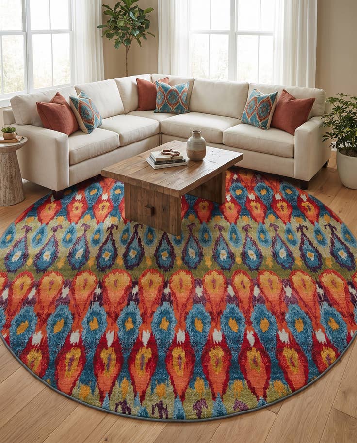 Detail image of 10' x 10' Easy-Clean Modern Indoor / Outdoor Round Rug