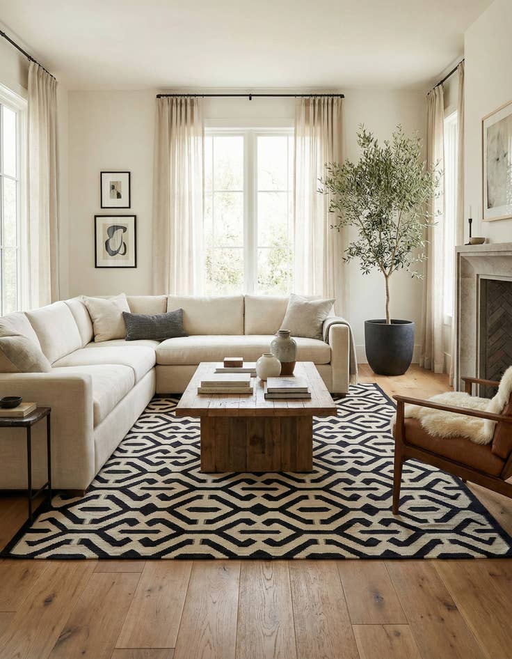 Detail image of  6' 9 x 9' 7  Hand Woven Kilim Modern Wool Rug