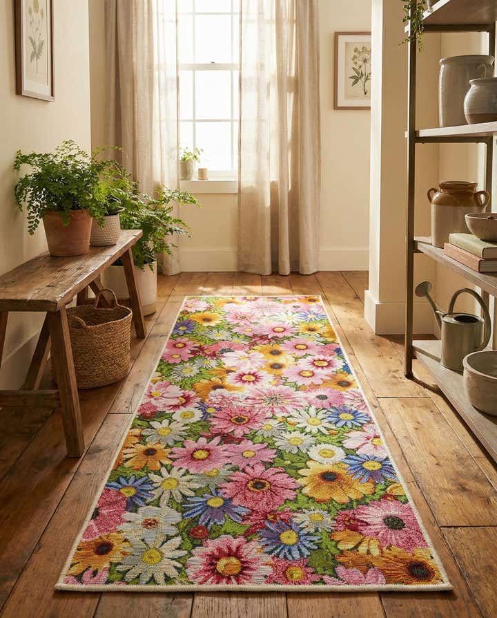 2' x 5' Easy-Clean Botanical Indoor / Outdoor Runner Rug