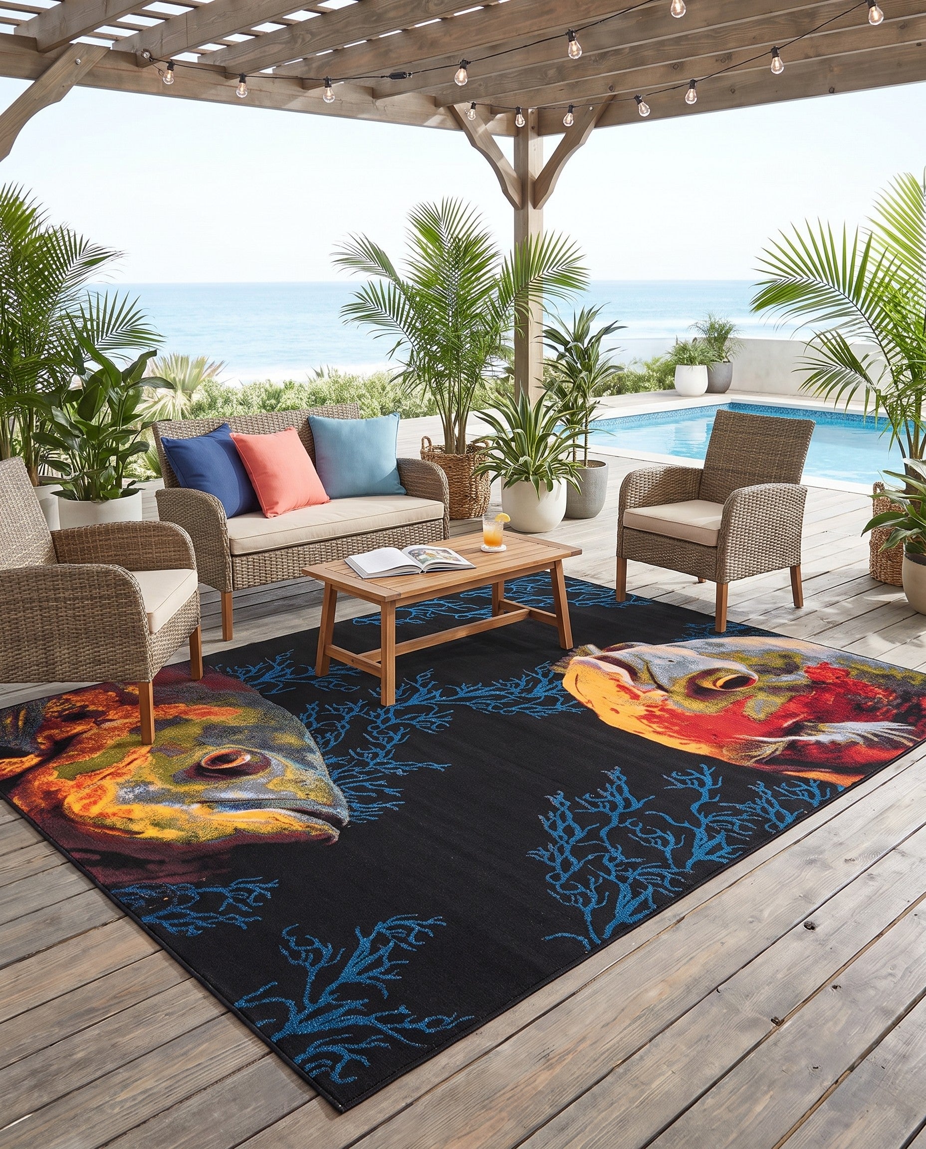 7' 10 x 10' Easy-Clean Coastal Indoor / Outdoor Rug
