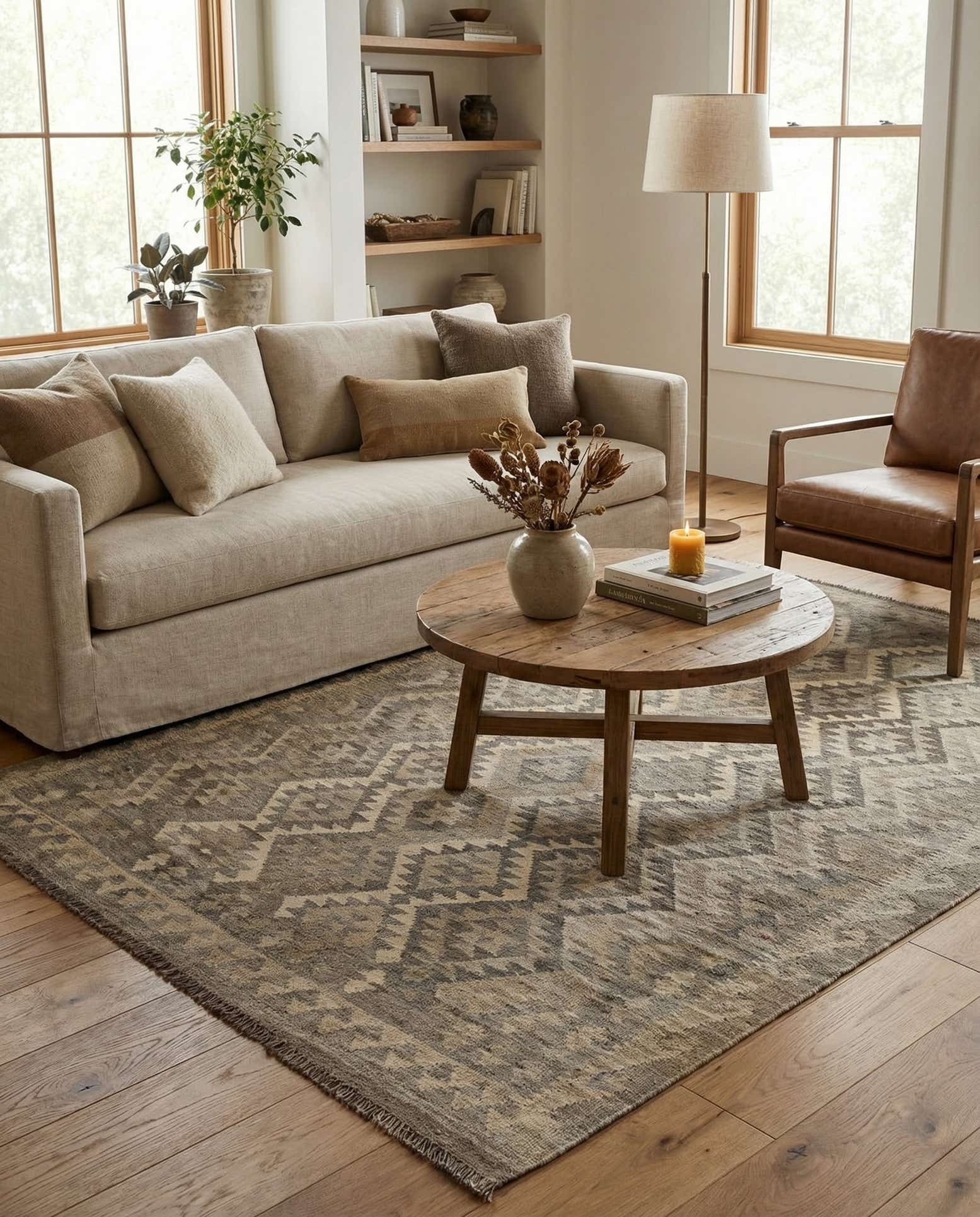 4' 11 x 6' 10 Hand Woven Kilim Maymana Wool Rug