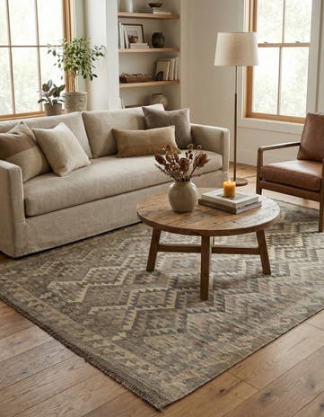 4' 11 x 6' 10 Hand Woven Kilim Maymana Wool Rug