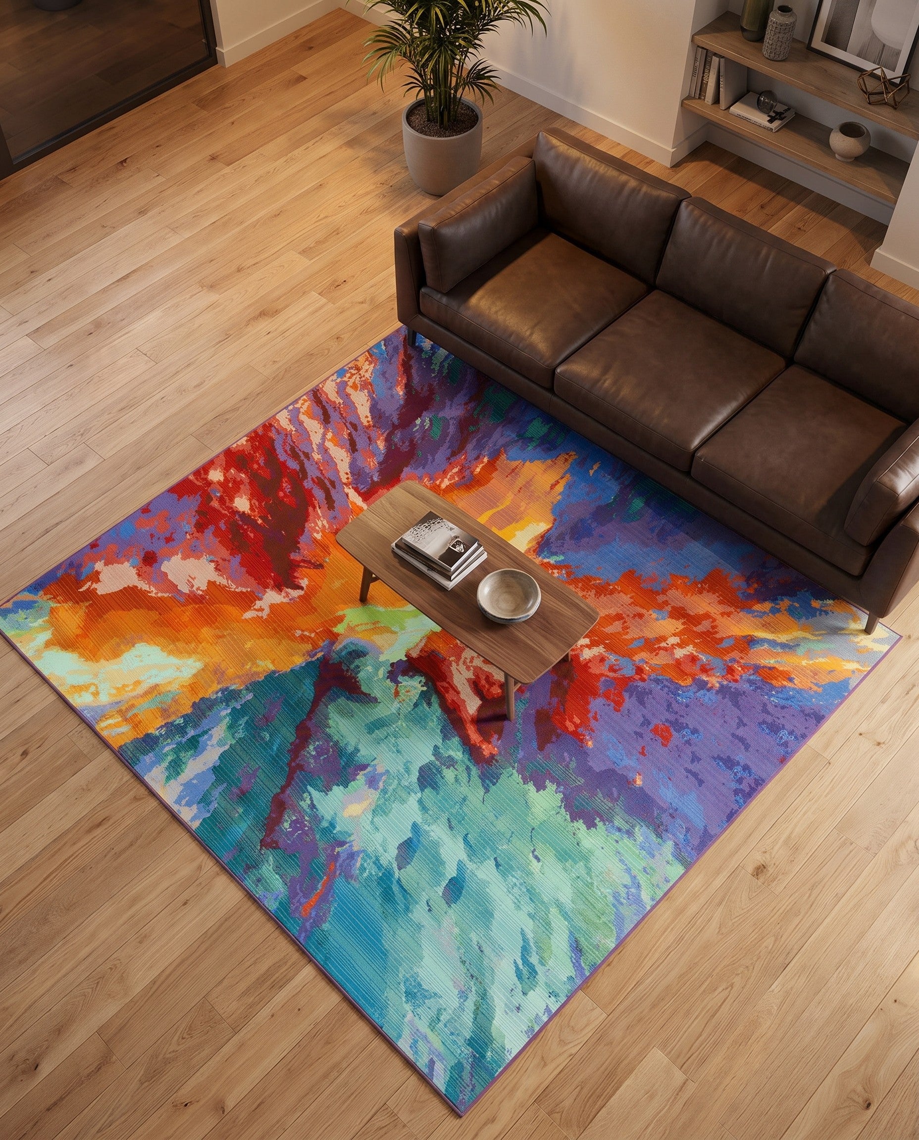 7' 10 x 7' 10 Easy-Clean Modern Indoor / Outdoor Square Rug