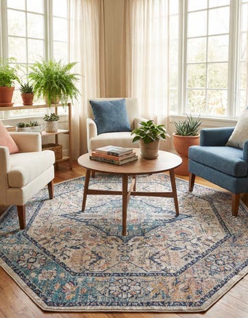 Blue Lola Octagon Rug