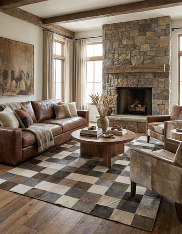 5' x 7' 8 Cowhide Leather Rug