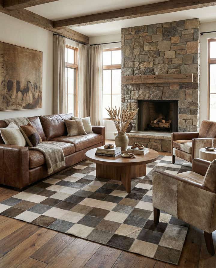 5' x 7' 8 Cowhide Leather Rug