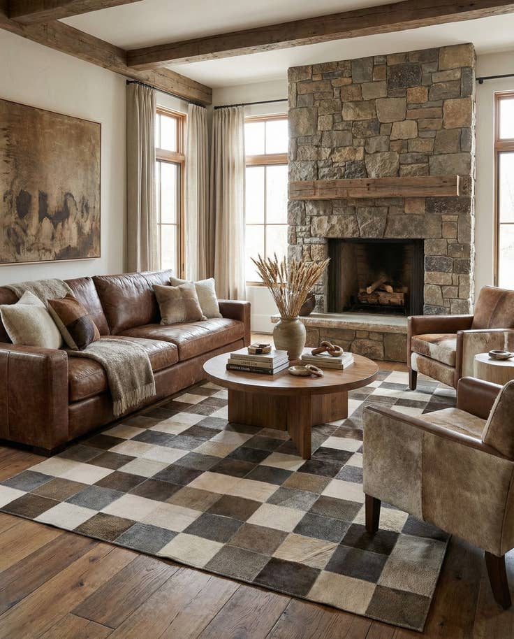 Detail image of 5' x 7' 8 Cowhide Leather Rug