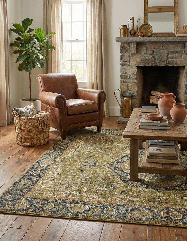 Detail image of 4' x 6'  Washable Traditional Indoor / Outdoor Rug