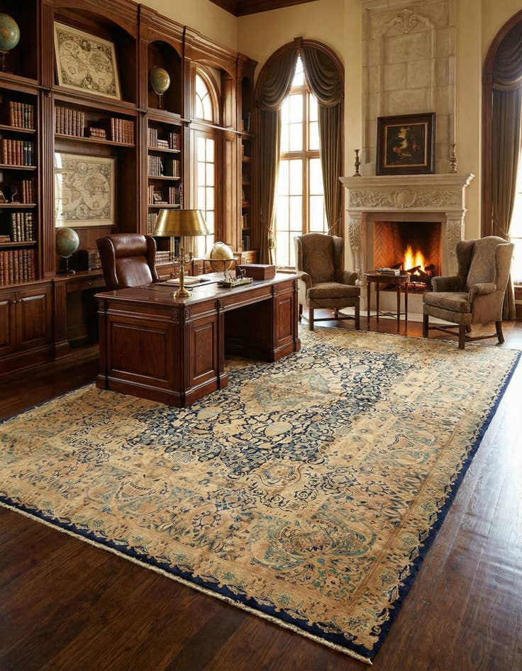 Detail image of 9' 10 x 12' 8  Hand Knotted Kashmar Persian Wool Rug