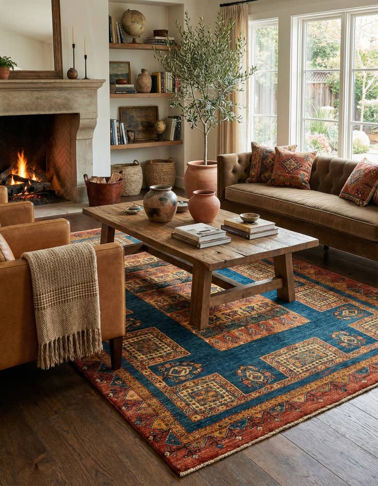 Detail image of 4' 8 x 7' 5 Luribaft Wool Rug