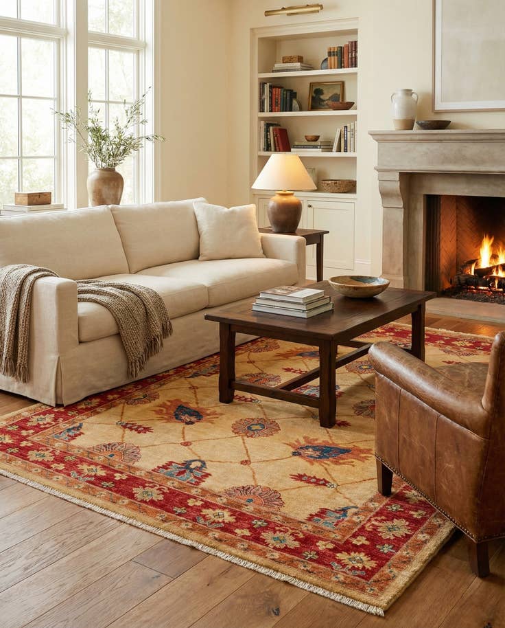 Detail image of 5' 7 x 7' 6 Hand Knotted Ziegler Wool Rug