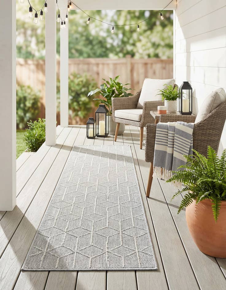 Detail image of 2' x 8' Easy-Clean Trellis Indoor / Outdoor Runner Rug
