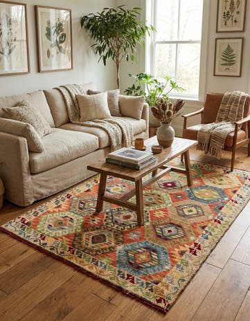 4' 1 x 6' 10 Hand Knotted Darya Wool Rug