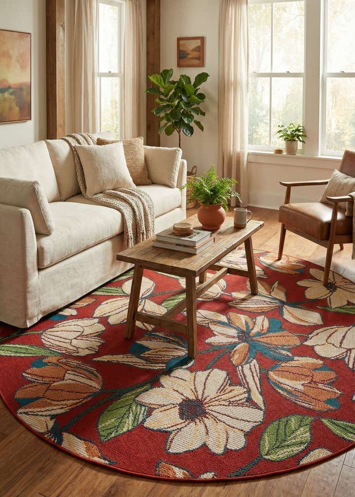 7' 10 x 7' 10 Easy-Clean Baja Indoor / Outdoor Round Rug