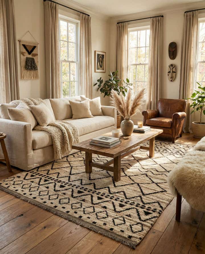 5' 5 x 7' 8 Hand Knotted Moroccan Wool Rug