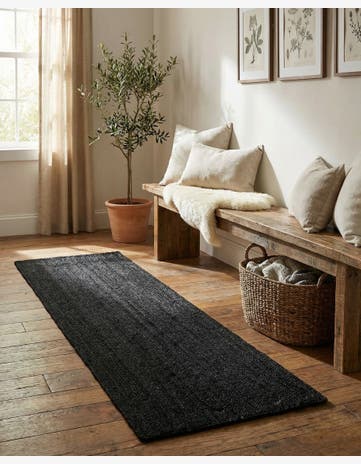 2' 7 x 9' 10 Handmade Braided Jute Runner Rug