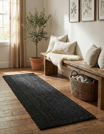 2' 7 x 9' 10 Handmade Braided Jute Runner Rug