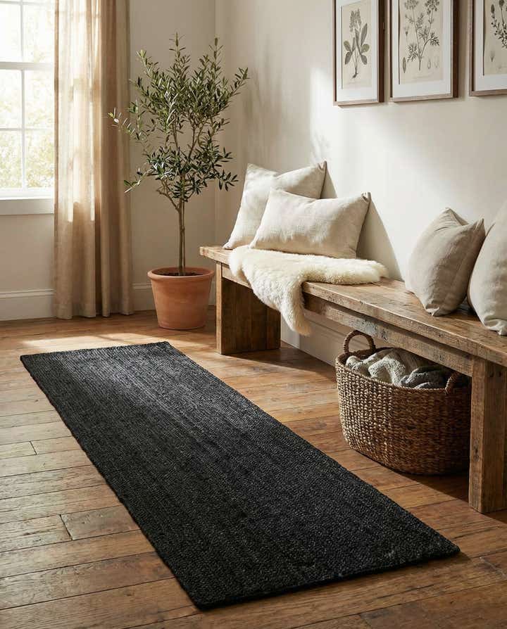 2' 7 x 9' 10 Handmade Braided Jute Runner Rug