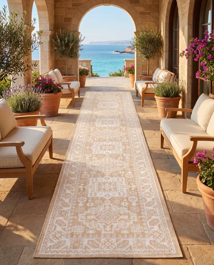 2' 7 x 12' Easy-Clean Aztec Indoor / Outdoor Runner Rug