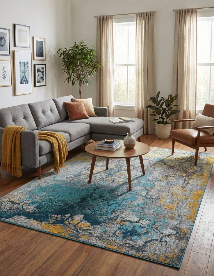 Detail image of 5' x 8'  Washable Modern Indoor / Outdoor Rug