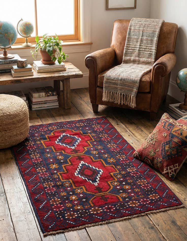 Detail image of 2' 10 x 4' 8  Hand Knotted Balouch Persian Wool Rug