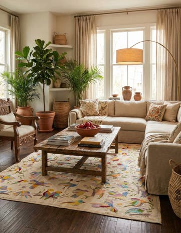 7' 6 x 9' 3 Hand Woven Kilim Suzani Wool Rug