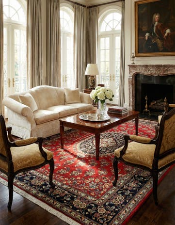6' 8 x 9' 9 Hand Knotted Qom Persian Rug