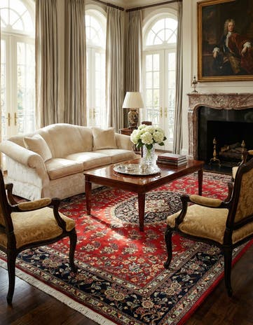 6' 8 x 9' 9 Hand Knotted Qom Persian Rug