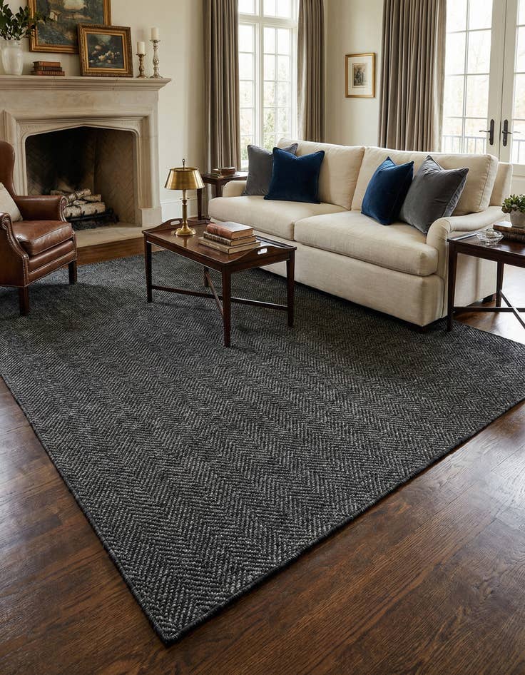 Detail image of 7' 10 x 11'  Hand Woven Jill Zarin English Manor Farmhouse Wool Rug