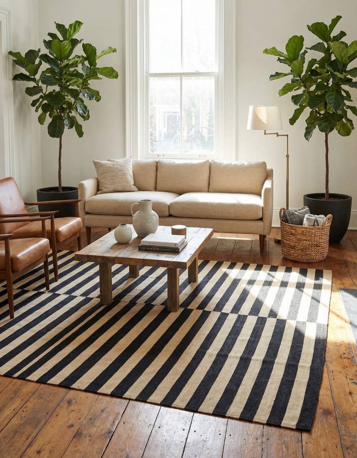 Detail image of 5' 2 x 6' 2  Hand Woven Kilim Modern Wool Rug