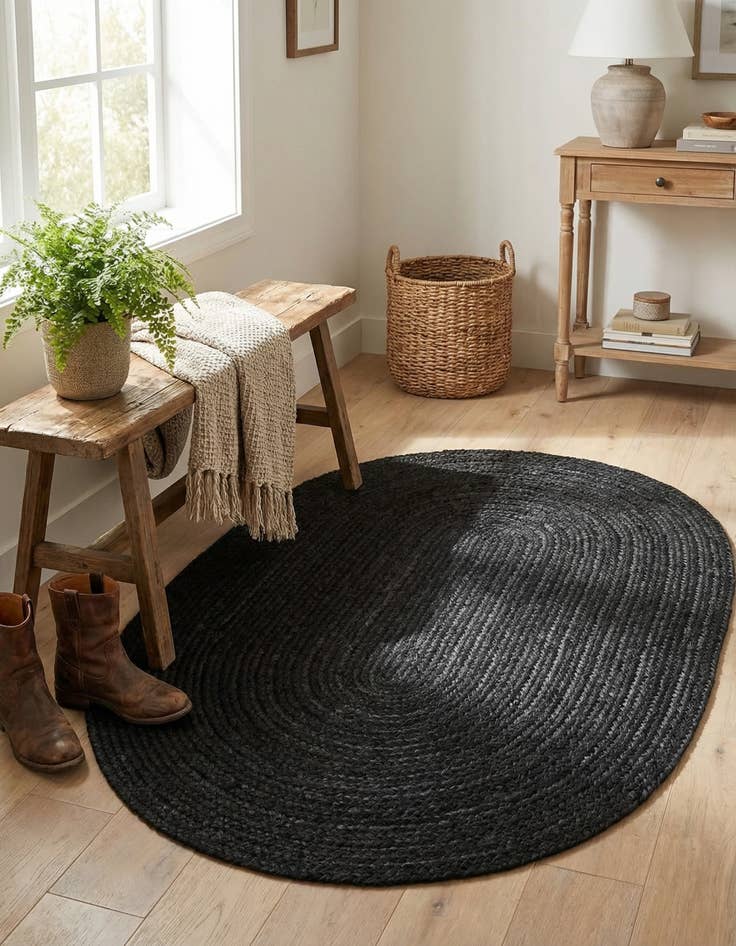 Detail image of  2' 2 x 3' 1  Hand Braided Jute Oval Rug