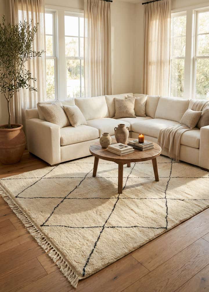 6' 7 x 9' 9 Hand Knotted Moroccan Wool Rug