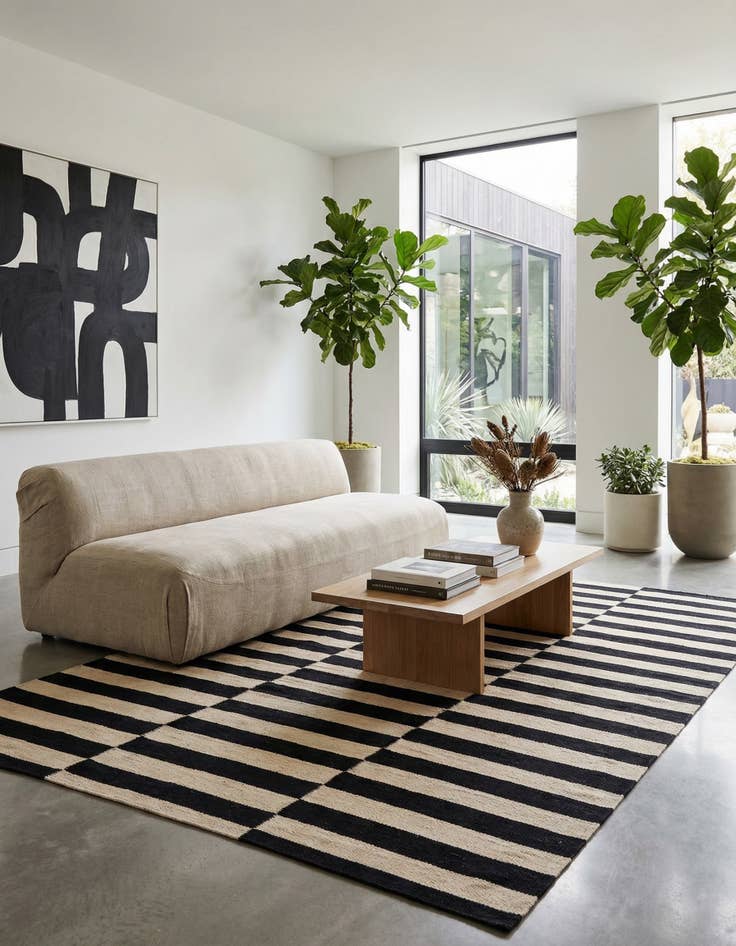 Detail image of 4' 2 x 5' 9  Hand Woven Kilim Modern Wool Rug