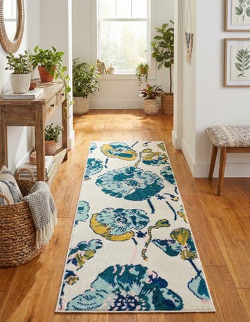White Bloom Runner Rug