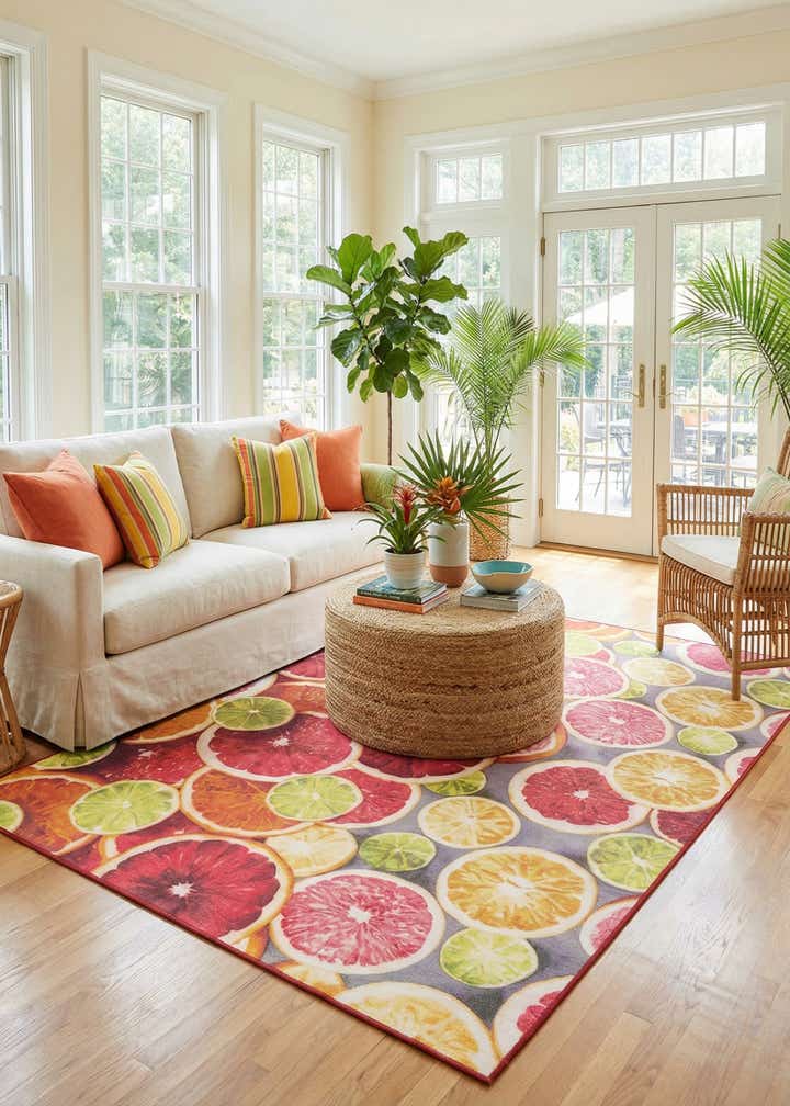 5' 3 x 8' Easy-Clean Jill Zarin Caribbean Indoor / Outdoor Rug