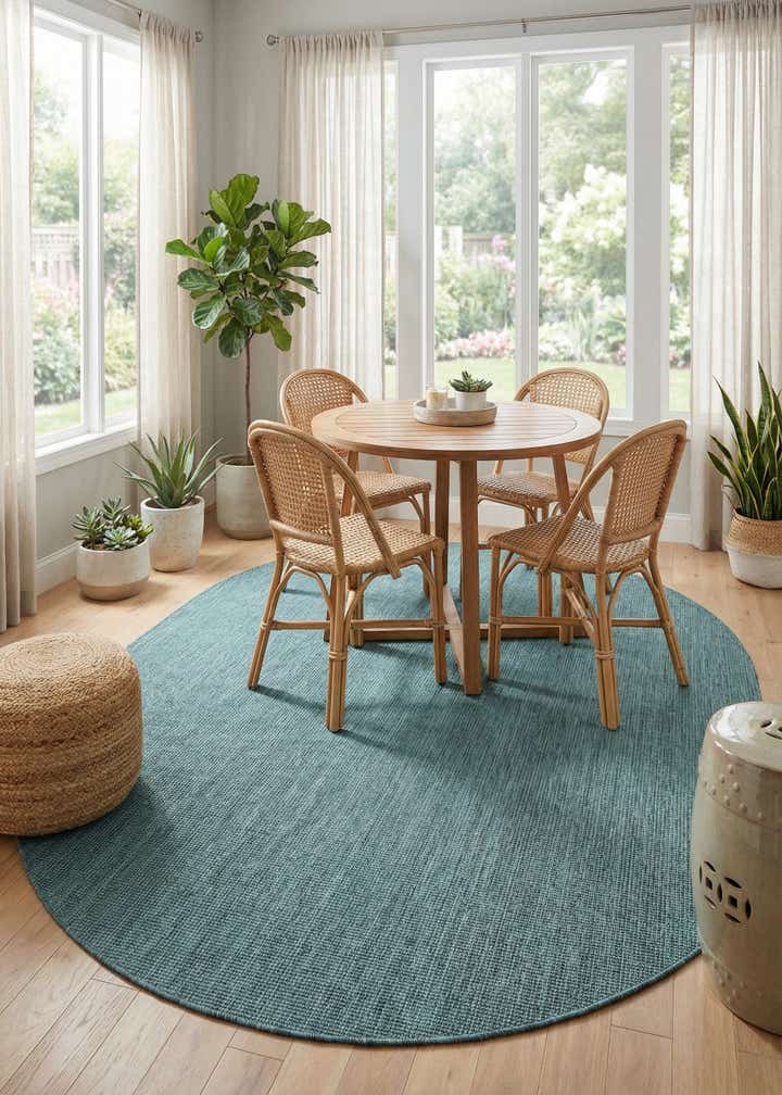 7' 10 x 10' Easy-Clean Solid Indoor / Outdoor Oval Rug