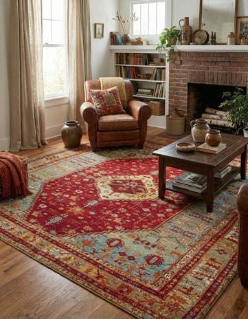 10' x 10' Easy-Clean Traditional Indoor / Outdoor Square Rug